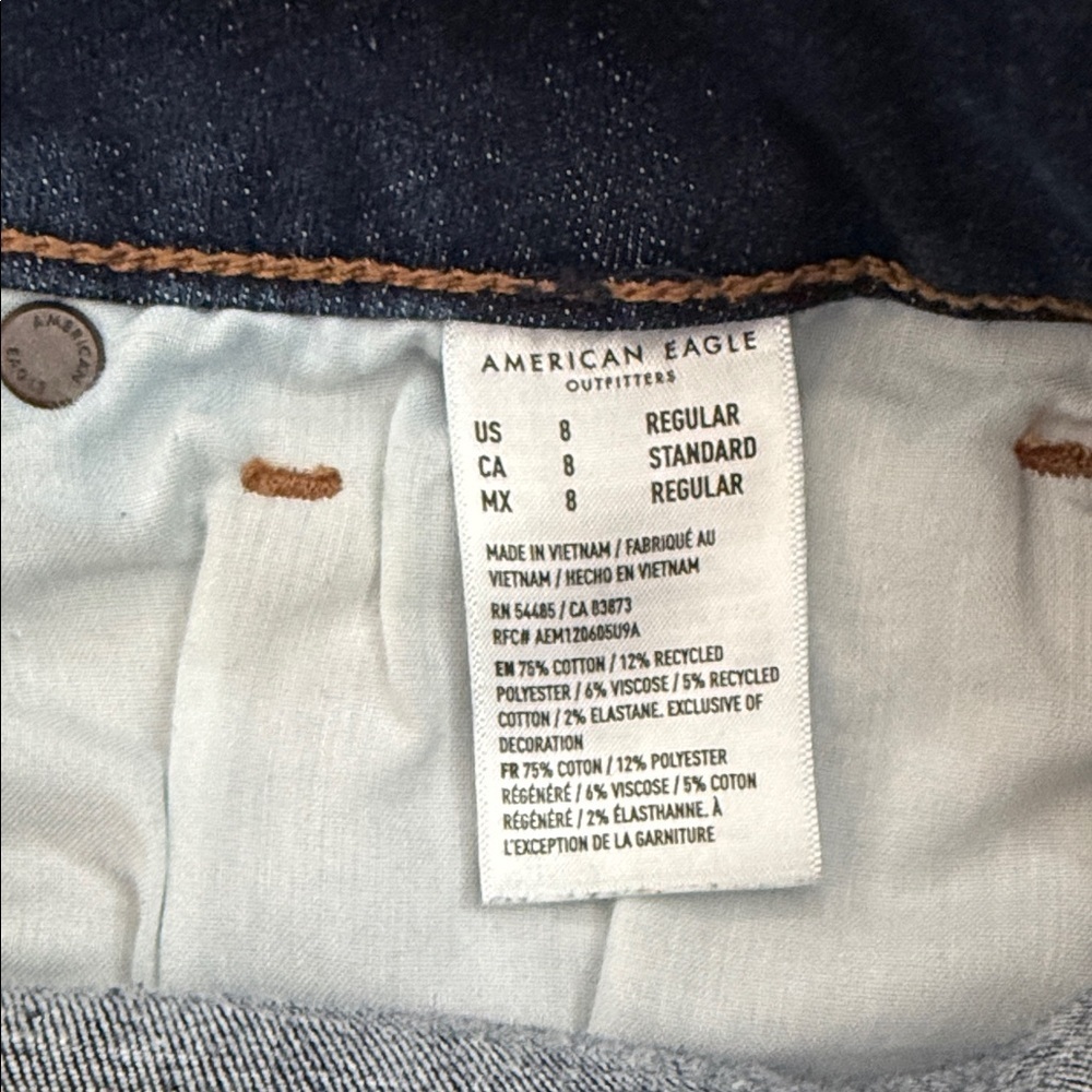 American Eagle Kick Boot Jeans Size 8 Dark Wash Stretch - Picture 6 of 8